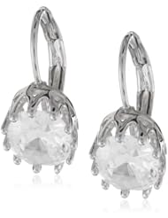 CZ by Kenneth Jay Lane "Vintage" 2 cttw Clear Lever BK Claw Set Oval Drop Earrings
