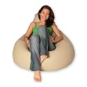 Designer Gaming Recliner Faux Leather CREAM Bean Bag Chair