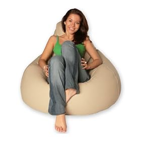 Gaming Bean Bag Designer Recliner CREAM Faux Leather - Beanbag Chair
