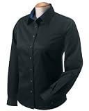 Chestnut Hill Ladies Performance Plus Long Sleeve Twill - Black/French Blue CH605W M