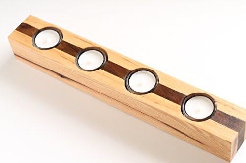 Light Hickory Walnut Wood Tealight Candleholder Candles Country Primitive Natural Upcycled Reclaimed