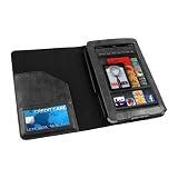 Amazon Kindle Fire Leather Case Cover Vintage Executive Book Folio with Dual Compartment + Stylus Holder (Black)
