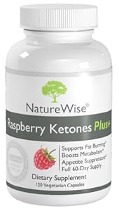 NatureWise Raspberry Ketones Plus+ Weight Loss Supplement and Appetite Suppressant , 400 mg, 120 Capsules