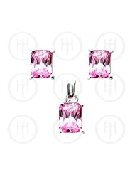 Sterling Silver -CZ Stud Earrings Set - Pink (PS-1008-PCZ)