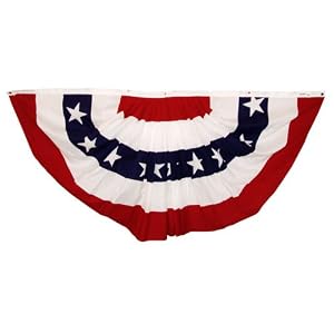 US Stars and Stripes 3ft x 6ft Printed Poly-Cotton Pleated Fan by Valley Forge