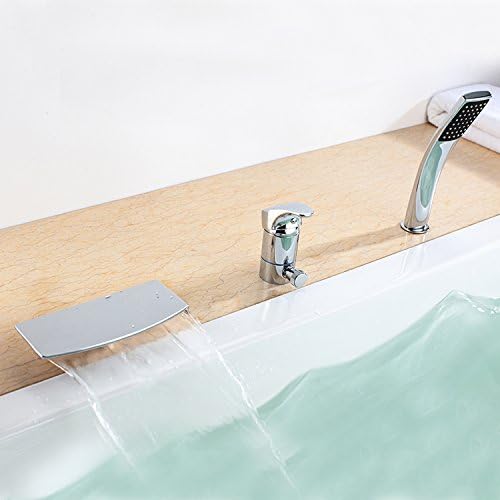 Bathtub Faucet - Contemporary - Waterfall / Sidespray / Handshower Included - Stainless Steel (Chrome)