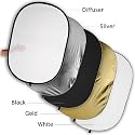 Fotodiox 48x72" 5-in-1 Oval Reflector Pro, Premium Grade Collapsible Disc, Soft Silver/Gold/Black/White/Diffuser