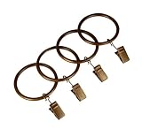 BCL Drapery Hardware 125CLAG 1-1/4-Inch Diameter Clip Rings for Rod Sets, Set of 14, Antique Gold