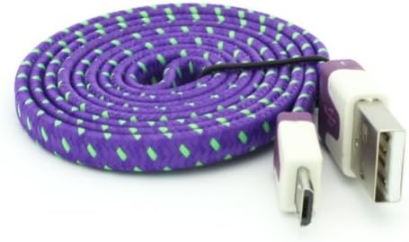 Selna PURPLE 3ft Premium Braided Flat Micro USB Cable Data Sync Wire for Huawei Ascend P7 - Huawei MediaPad M1 - Huawei MediaPad X1 - Lenovo Tab A10 - Lenovo Tab A7-50 - Lenovo Yoga Tablet 10 HD+ - Lenovo Yoga Tablet 8 - Nokia Lumia 2520 - Samsung Galaxy Note 8.0 (GT-N5110)