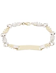 14k Yellow and White Gold, Lucky Elephant and Beads Kids Children ID Bracelet 6mm Wide