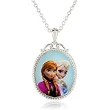 Disney Girls' "Frozen" Silver-Plated Anna and Elsa Pendant Necklace, 18"