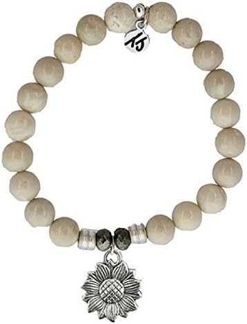 Riverstone Beaded Bracelet with Sunflower Charm
