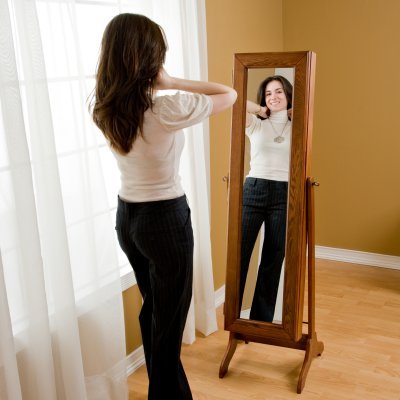 Powell Heritage Oak Jewelry Armoire Cheval Mirror - 997-514h Picture