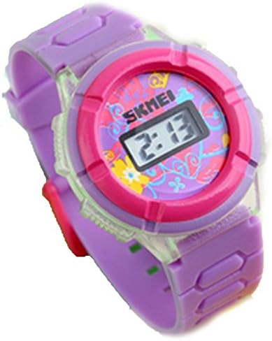 Girls Purple Silicone Waterproof Wrist Watches for Children