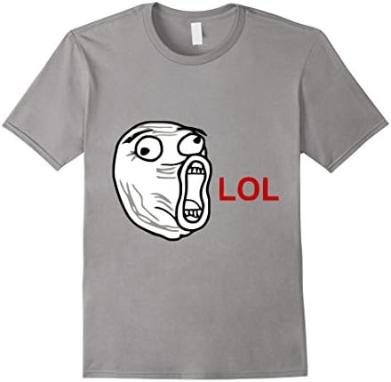 Men's LOL Meme Face Funny Joke Hilarious Humor Face Tshirt 3XL Slate