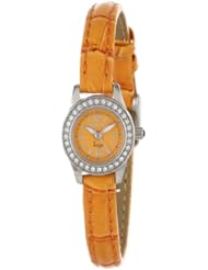 Invicta Womens 13658 Angel Orange Dial Crystal Accented Orange Leather Watch