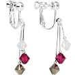 Red Metallic Gold Crystal Sports Team Clip On Earrings