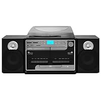 Pyle Home PTTCSM60 Turntable Boombox With CD/MP3/Radio/Cassette/USB and Vinyl-to-MP3 Encoding