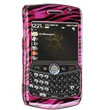 HOT PINK WITH BLACK ZEBRA ANIMAL STRIP SNAP ON HARD SKIN FACEPLATE PHONE SHIELD COVER CASE FOR BLACKBERRY CURVE 8300 8310 8330 + BELT CLIP