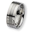 Grooved Brushed and Polished Stainless Steel Ring (8.0 mm) - Sizes 6-13