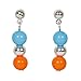 Heirloom Finds Girls Cute Big Eyed Owl Charm Necklace Earring Set in Blue and Orange