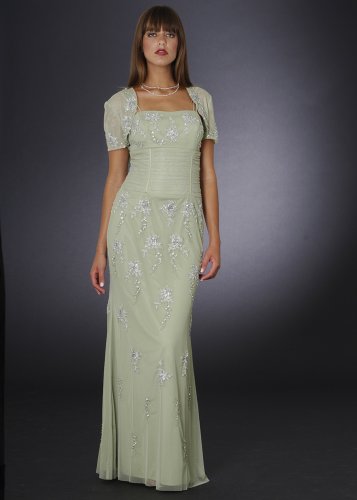 Sage Formal Evening Dress with Bolero - Mother of Bride & Groom, Wedding, Party, MOB Gown by Sean Collection (7313) Dresses for Mother of The Bride