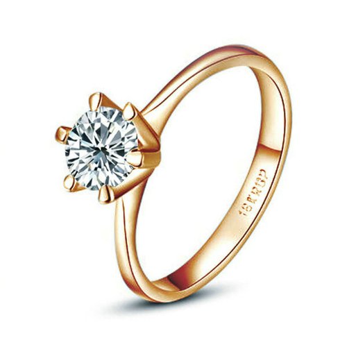 Yoursfs Unique Solitaire Cubic Zirconia CZ Engagement Ring 18K Rose Gold Plated Jewelry Rhinestone Promise Gift Ring (6)