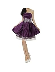 Strapless Cocktail Short Lace-Up Backless  Bubble Dress Flared-Skirt Polyester/Satin Homecoming Dress/Bridesmaid Dress/Prom Dress  With a Bow(s) and a Ribbon 