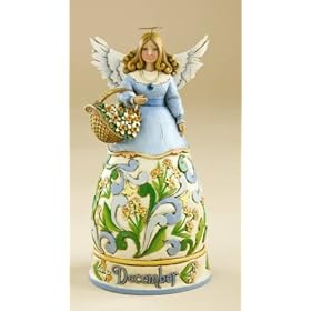 JIM SHORE HEARTWOOD CREEK DECEMBER ANGEL WITH BIRTHSTONE AND FLOWER OF THE MONTH thumbnail