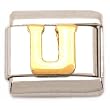 "U" Italian Charm Gold Plated 9mm