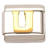 "U" Italian Charm Gold Plated 9mm