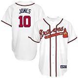 MLB Men's Atlanta Braves Chipper Jones White Home Short Sleeve 6 Button Synthetic Replica Baseball Jersey Big & Tall  (White, XXXX-Large)