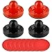 Coopay Air Hockey Pushers and Red Air Hockey Pucks, Goal Handles Paddles Replacement Accessories for Game Tables(4 Striker, 8 Puck Pack) (Red and Black)