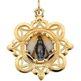 10K Yellow Gold Milagrosa Framed Enamel Pendant