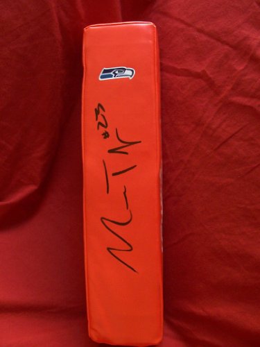 Marcus Trufant Autographed Seattle Seahawks Logo Football End Zone Pylon, Washington State Cougars, Proof Photo of Marcus Signing for Us.