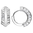 Sterling Silver Square Cubic Zirconia Hoop Huggy Earrings