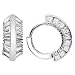 Sterling Silver Square Cubic Zirconia Hoop Huggy Earrings