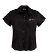 Harley-Davidson&reg; Women's Short Sleeve Woven Shirt with Back Lacing. Embroidery. Black 99112-10VW; White 99113-10VW