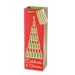 "Celebrate the Season" One Bottle Red & Green Wine Bag w/ Green Ribbon Handle & Gift Tag