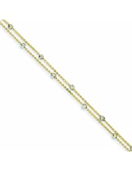 Genuine 14K Two-Tone Spiga Double Strand Two-Tone Mirror Beads Bracelet 7.25 Inches 2 Grams Of Gold 100% Satisfaction Guaranteed.