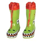 Kids green monster wellington boots