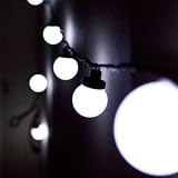 Guirlande Lumineuse LED ext�rieure, 10 globes blancs sur c�ble noir
