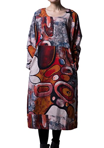 Mordenmiss Women's 2016 New Printing Casual Pullover Dresses