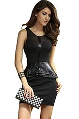 Cocktail  Faux-Leather/Nylon/Polyester/Spandex Bodycon Dress/Club Dress/Evening Dress/Wedding Dress  With Ruffles