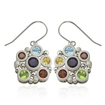 Multi-Gemstone Circle Earrings