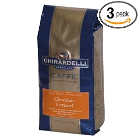 Ghirardelli ® Caffe' Gourmet Coffee Light Roast Whole Bean Chocolate Caramel, 12 Ounce Bags (Pack of 3)
