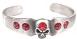 Red Crystal Crystals Skull Pewter Bracelet