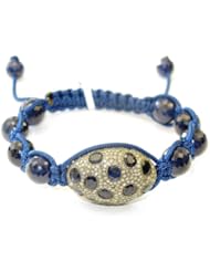 Natural Sapphire Gemstone Beads Macrame Bracelet Sterling Silver Hand Crafted Jewelry