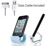 Sinjimoru Sync Stand Dock Cradle Holder with USB Cable for iPhone 4, 4S, 3G, 3GS, and iPod (BLUE)
