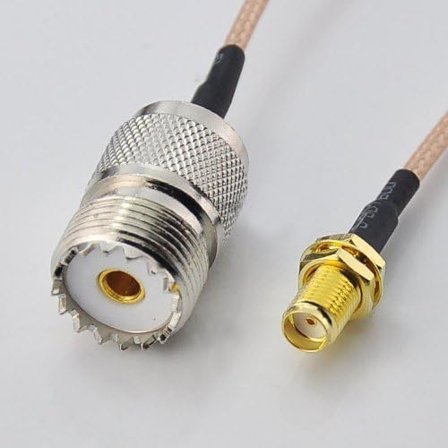 DHT Handheld Antenna Cable for Wouxun Baofeng Quasheng Linton - Adapter for UHF Base and Mobile Antennas - SMA Female to UHF SO-239 Female Connectors 20CM